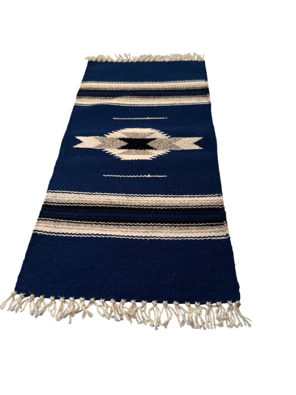 Ortegas Weaving Shop Handwoven Wool Runner Southwest Fringe New Mexico Vintage